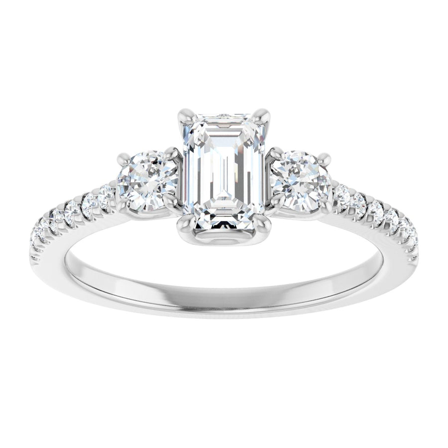 Emerald Accented Three-Stone Engagement Ring Semi-Mount - gallery - Series 123960