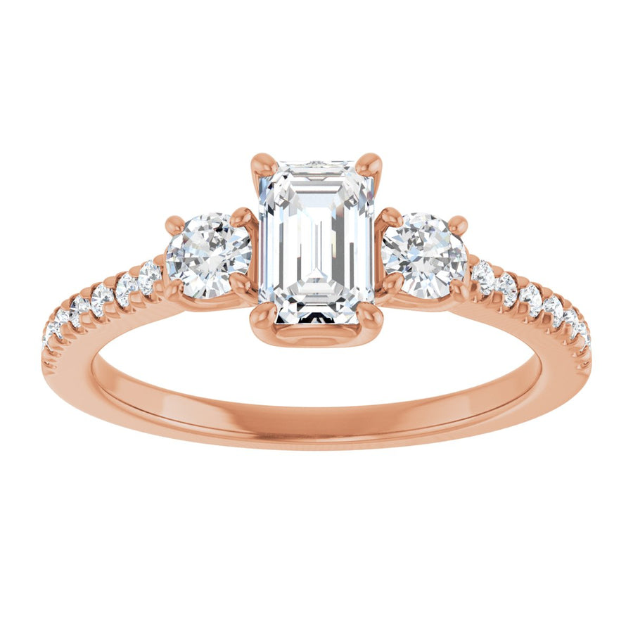 Emerald Accented Three-Stone Engagement Ring Semi-Mount - gallery - Series 123960
