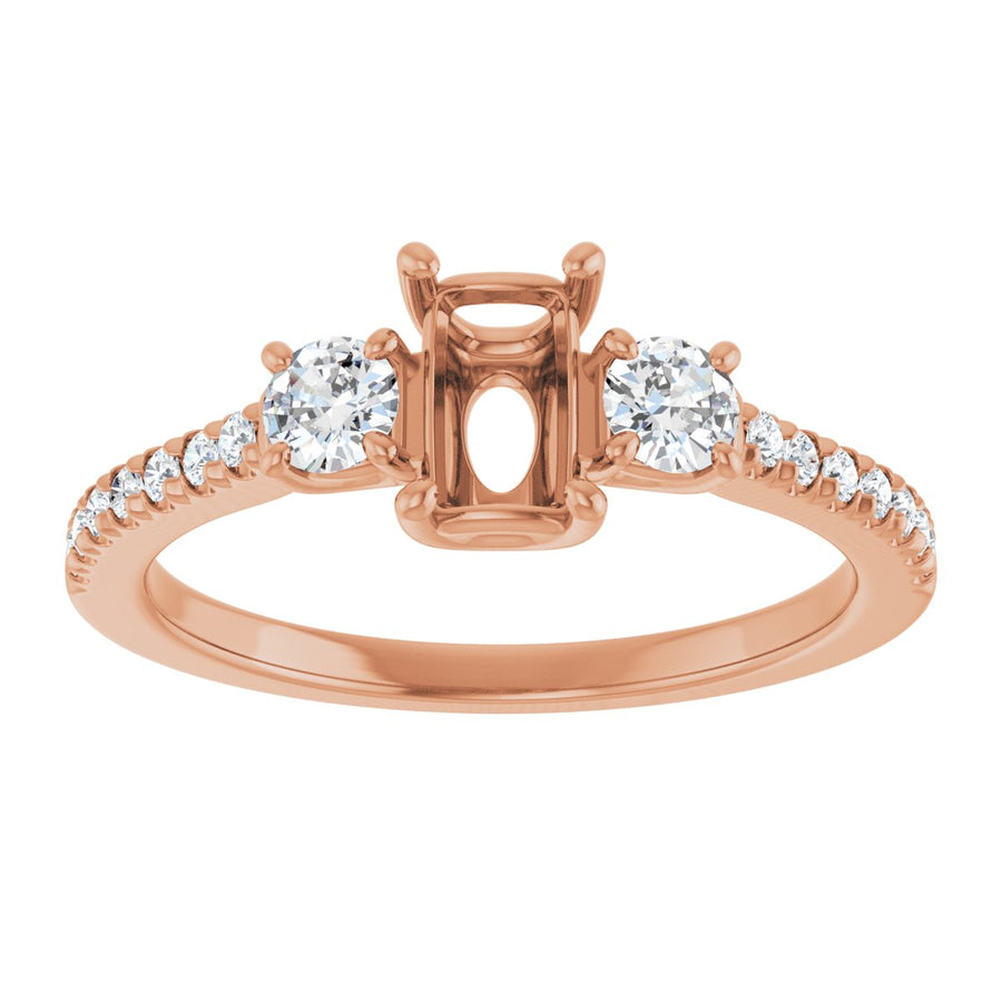 Emerald Accented Three-Stone Engagement Ring Semi-Mount - gallery - Series 123960