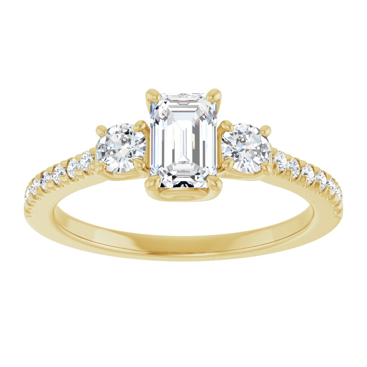 Emerald Accented Three-Stone Engagement Ring Semi-Mount - gallery - Series 123960