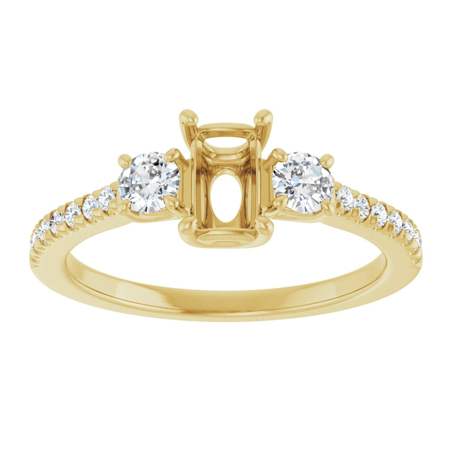 Emerald Accented Three-Stone Engagement Ring Semi-Mount - gallery - Series 123960