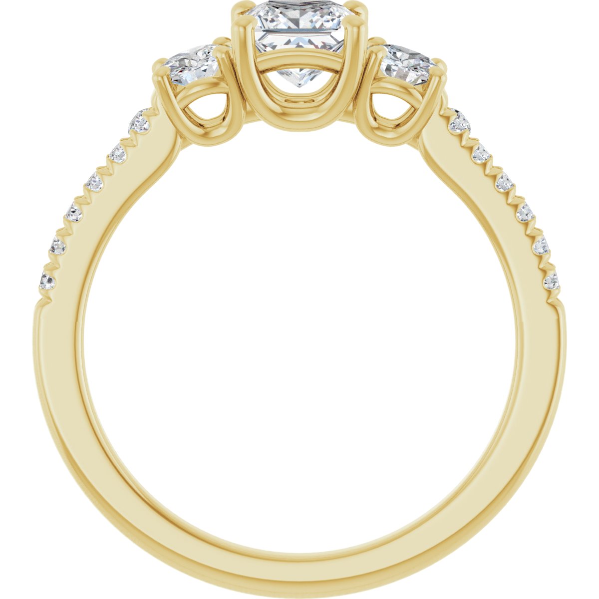 Square Accented Three-Stone Engagement Ring Semi-Mount - gallery - Series 123960