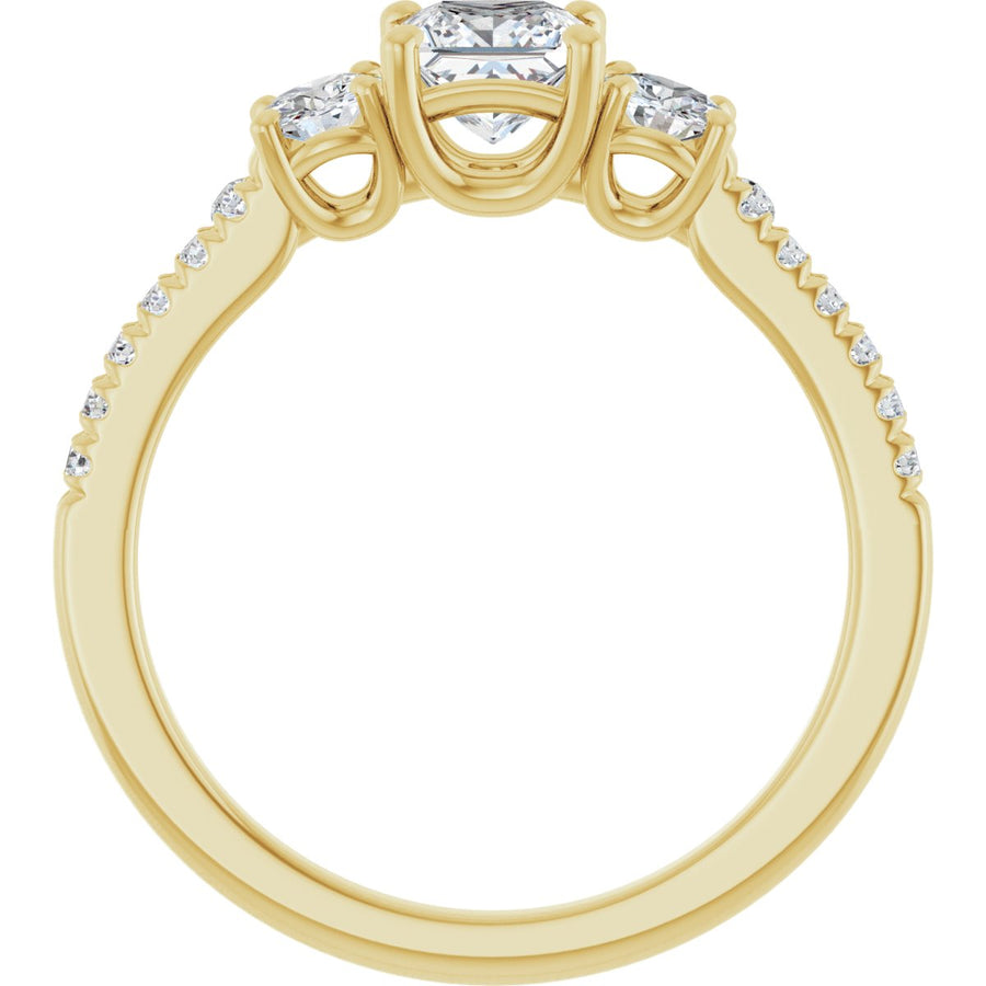 Square Accented Three-Stone Engagement Ring Semi-Mount - gallery - Series 123960