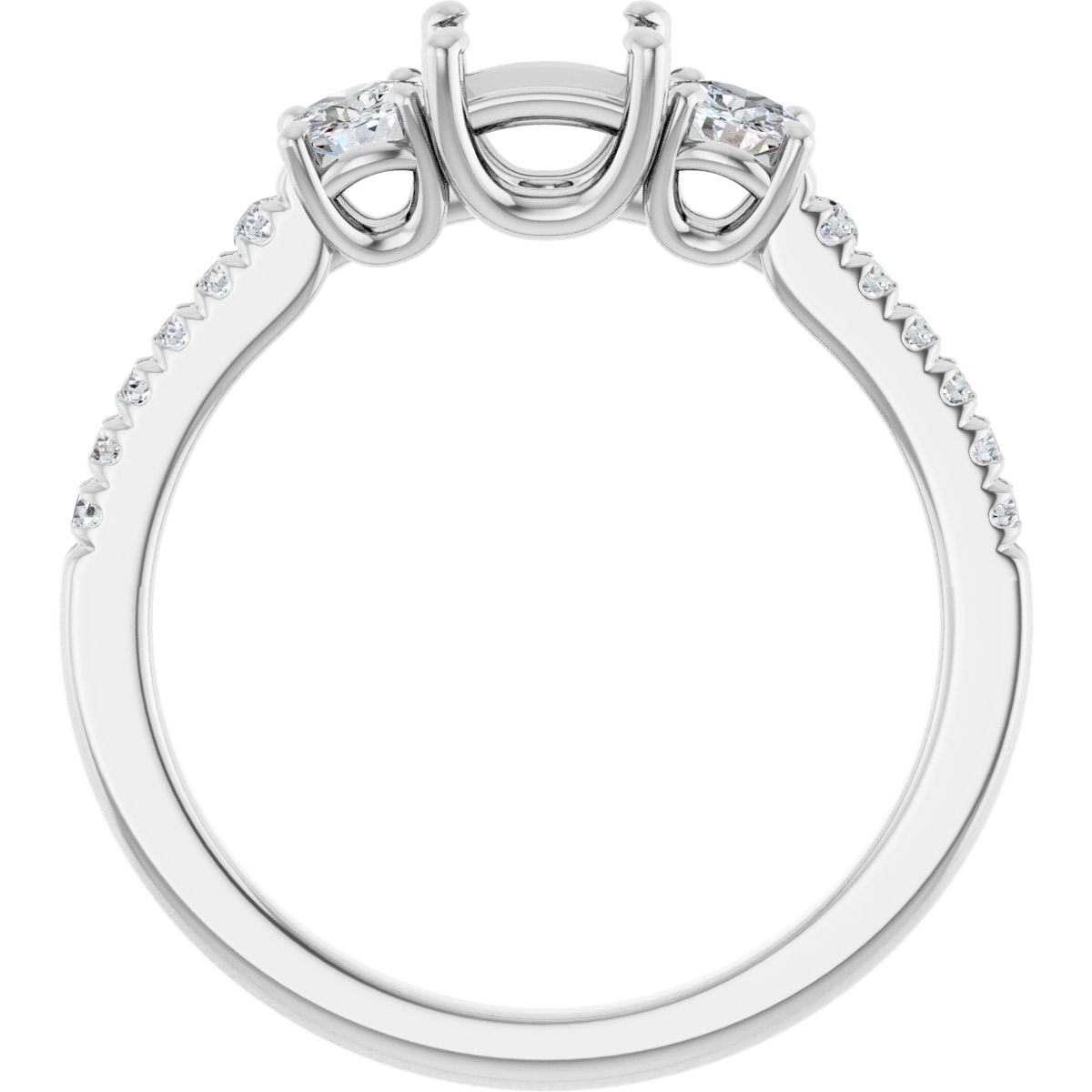 Square Accented Three-Stone Engagement Ring Semi-Mount - gallery - Series 123960