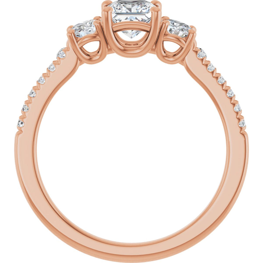 Square Accented Three-Stone Engagement Ring Semi-Mount - gallery - Series 123960