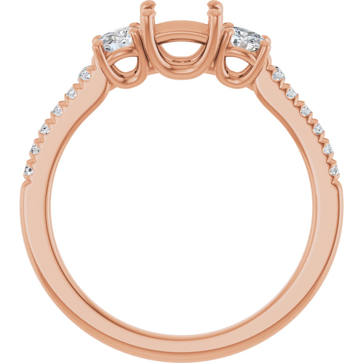 Square Accented Three-Stone Engagement Ring Semi-Mount - gallery - Series 123960