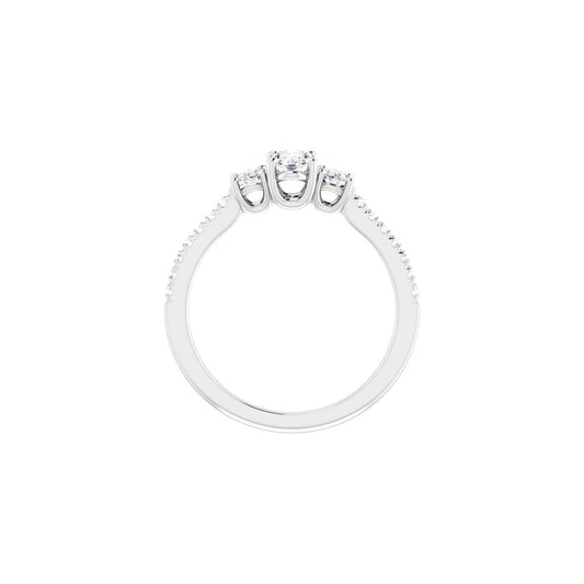 Oval Accented Three-Stone Engagement Ring Semi-Mount - gallery - Series 123960