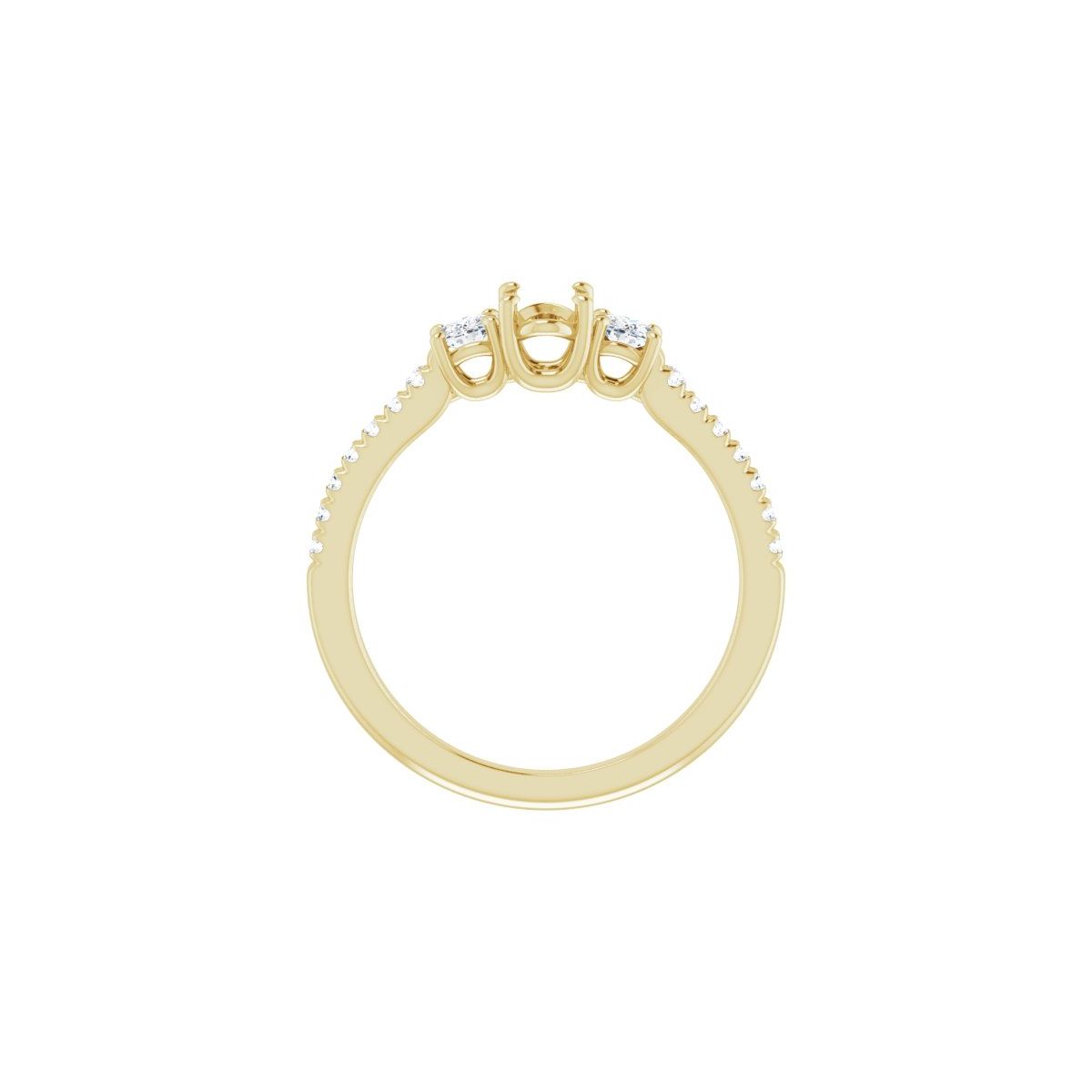 Oval Accented Three-Stone Engagement Ring Semi-Mount - gallery - Series 123960