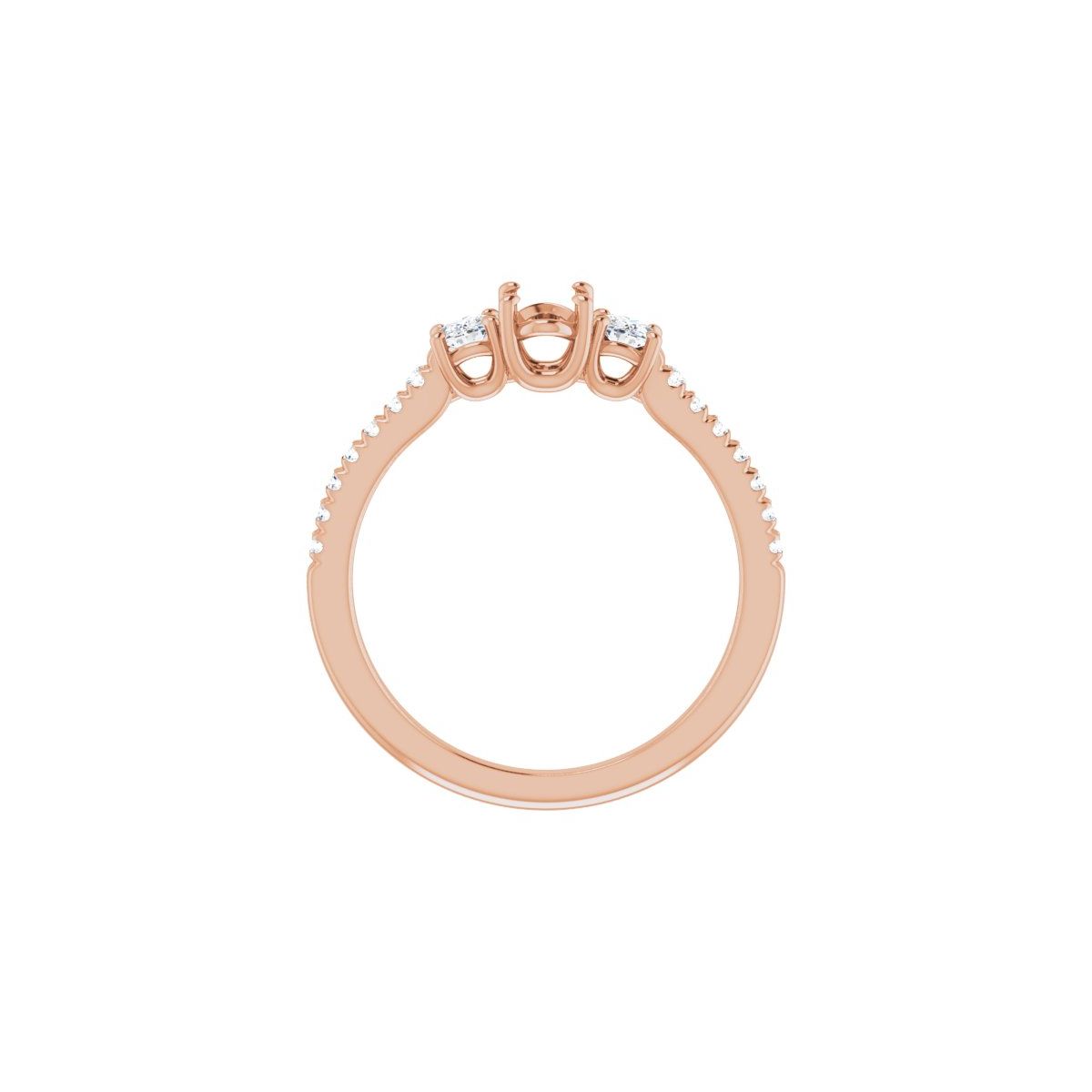 Oval Accented Three-Stone Engagement Ring Semi-Mount - gallery - Series 123960