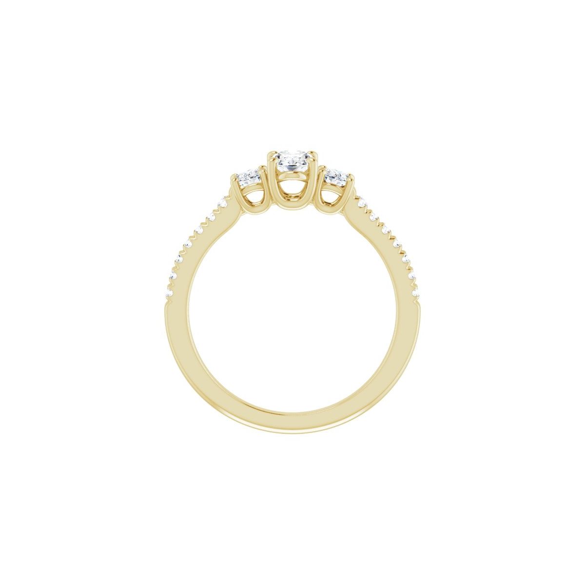 Oval Accented Three-Stone Engagement Ring Semi-Mount - gallery - Series 123960