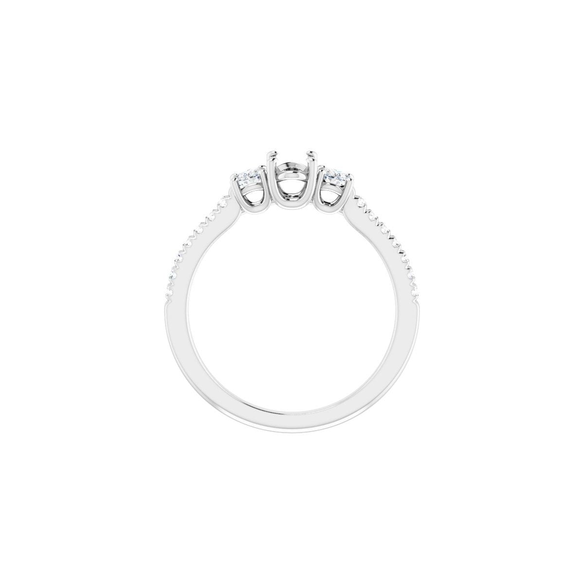 Oval Accented Three-Stone Engagement Ring Semi-Mount - gallery - Series 123960