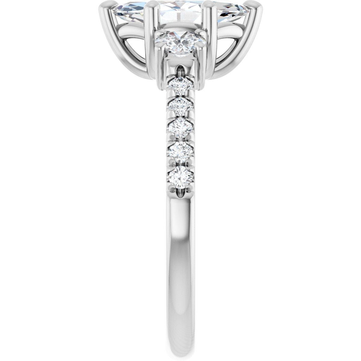 Marquise Accented Three-Stone Engagement Ring Semi-Mount - gallery - Series 123960
