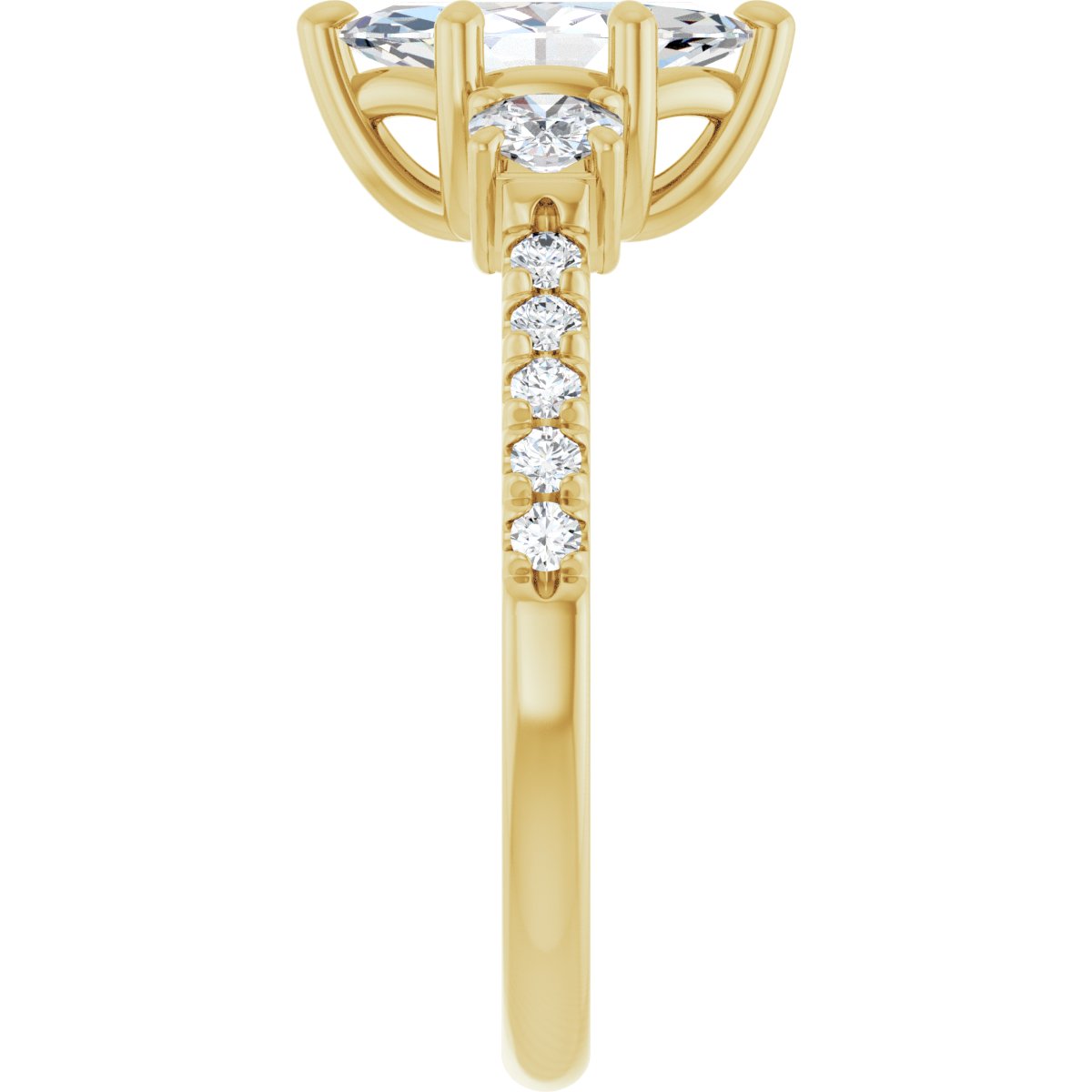 Marquise Accented Three-Stone Engagement Ring Semi-Mount - gallery - Series 123960