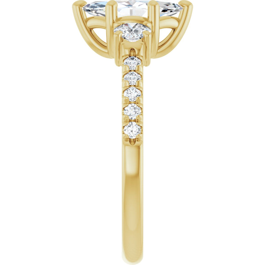 Marquise Accented Three-Stone Engagement Ring Semi-Mount - gallery - Series 123960