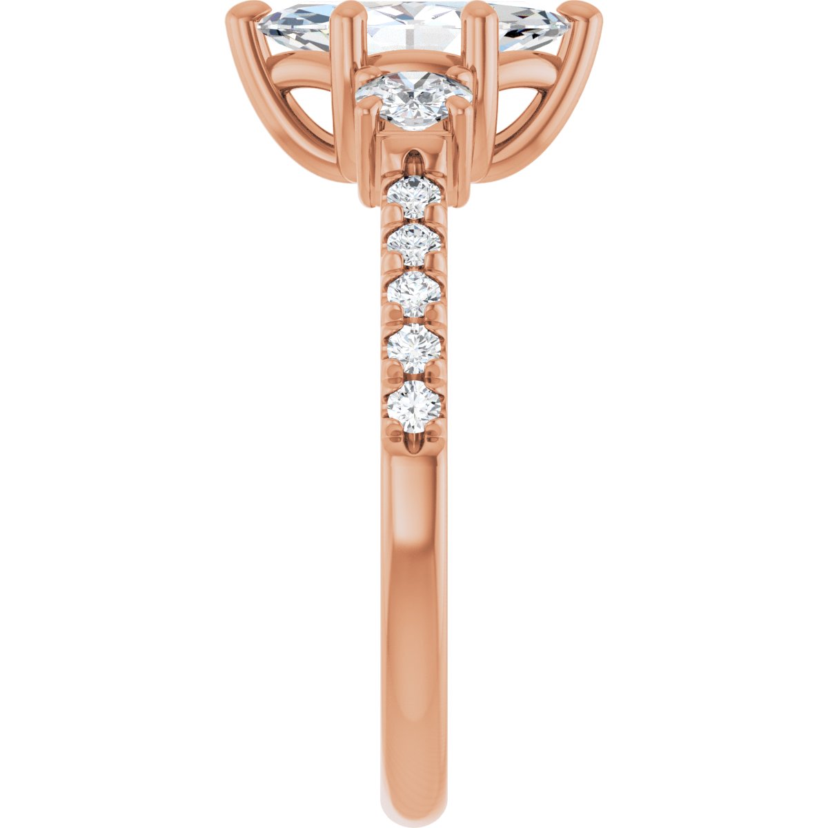 Marquise Accented Three-Stone Engagement Ring Semi-Mount - gallery - Series 123960