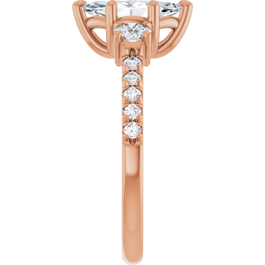 Marquise Accented Three-Stone Engagement Ring Semi-Mount - gallery - Series 123960