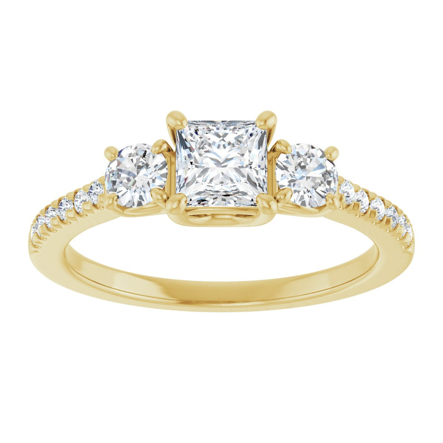 Square Accented Three-Stone Engagement Ring Semi-Mount - gallery - Series 123960