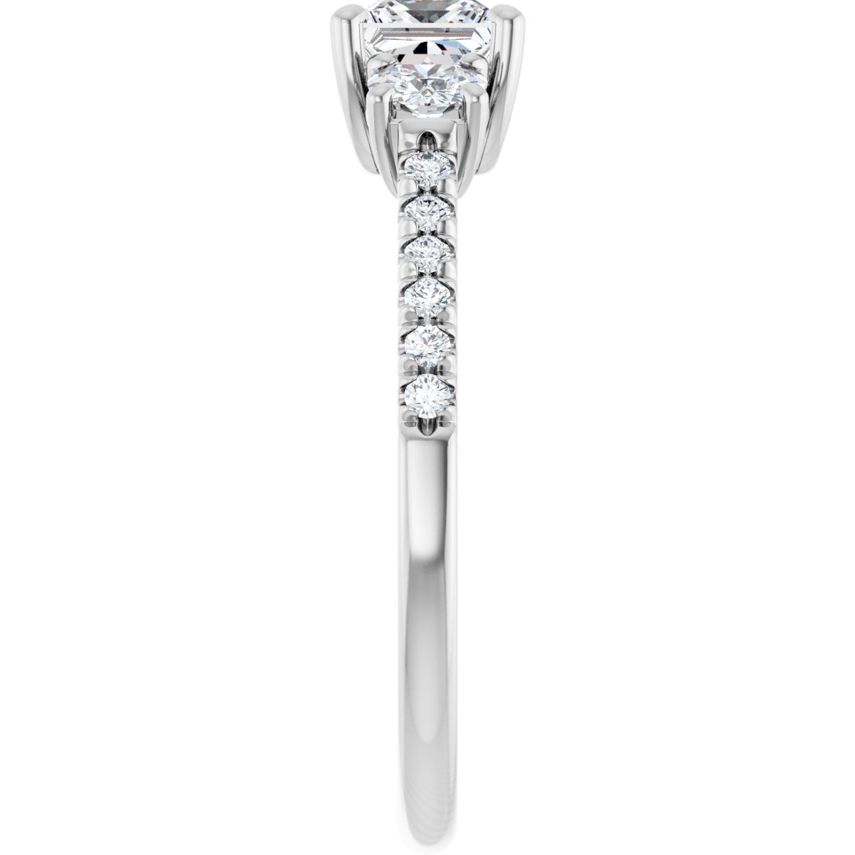 Square Accented Three-Stone Engagement Ring Semi-Mount - gallery - Series 123960