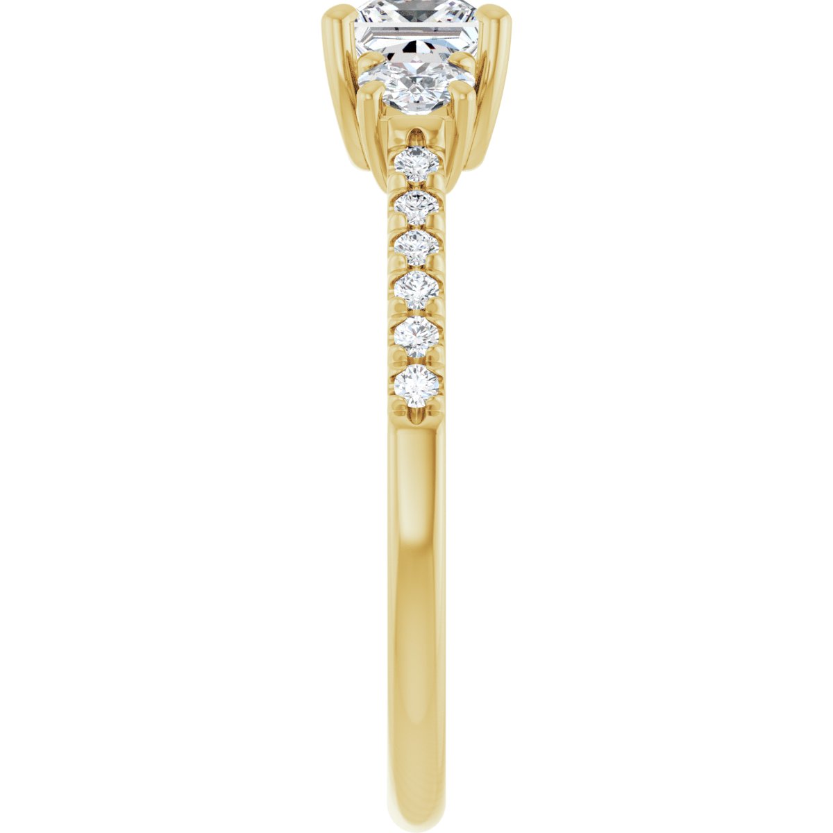 Square Accented Three-Stone Engagement Ring Semi-Mount - gallery - Series 123960