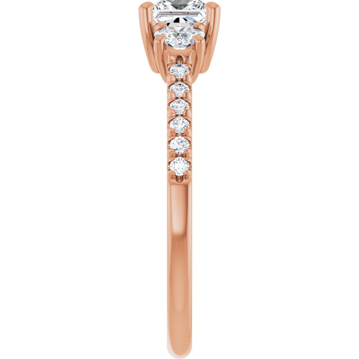 Square Accented Three-Stone Engagement Ring Semi-Mount - gallery - Series 123960