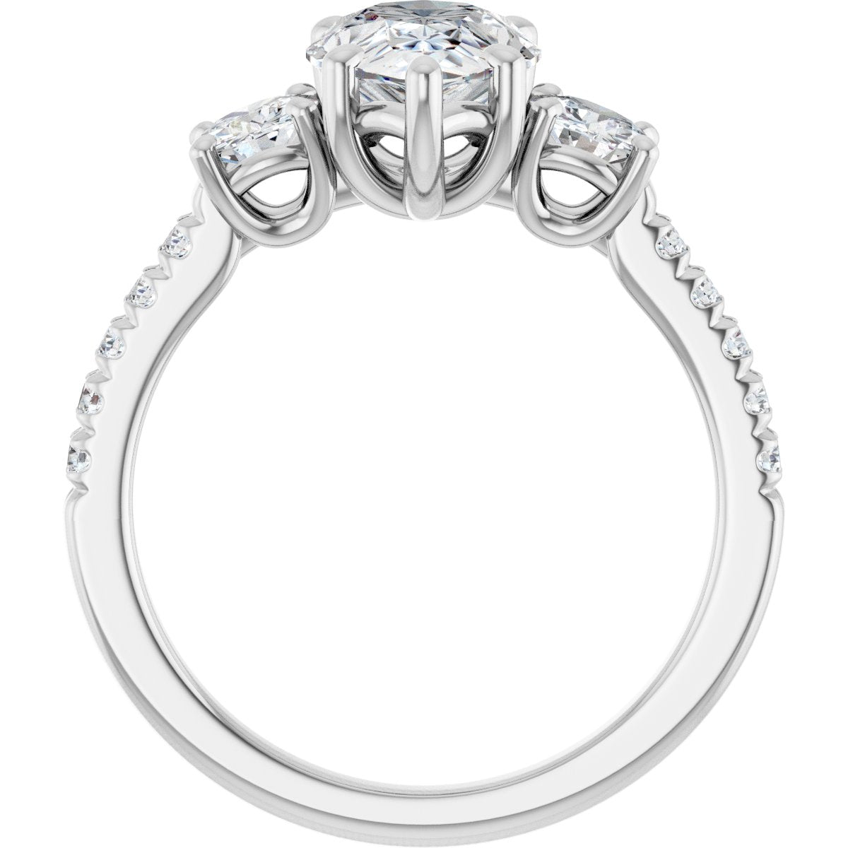 Pear Accented Three-Stone Engagement Ring Semi-Mount - gallery - Series 123960