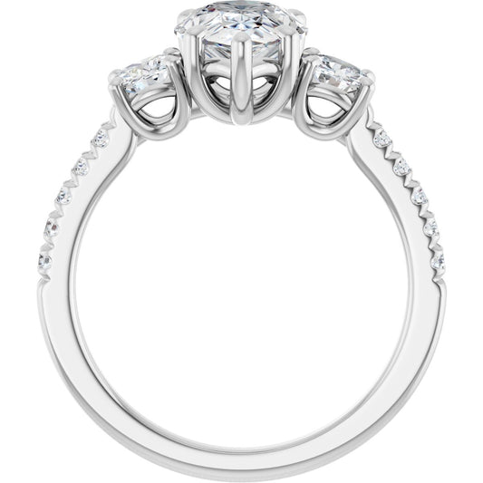 Pear Accented Three-Stone Engagement Ring Semi-Mount - gallery - Series 123960