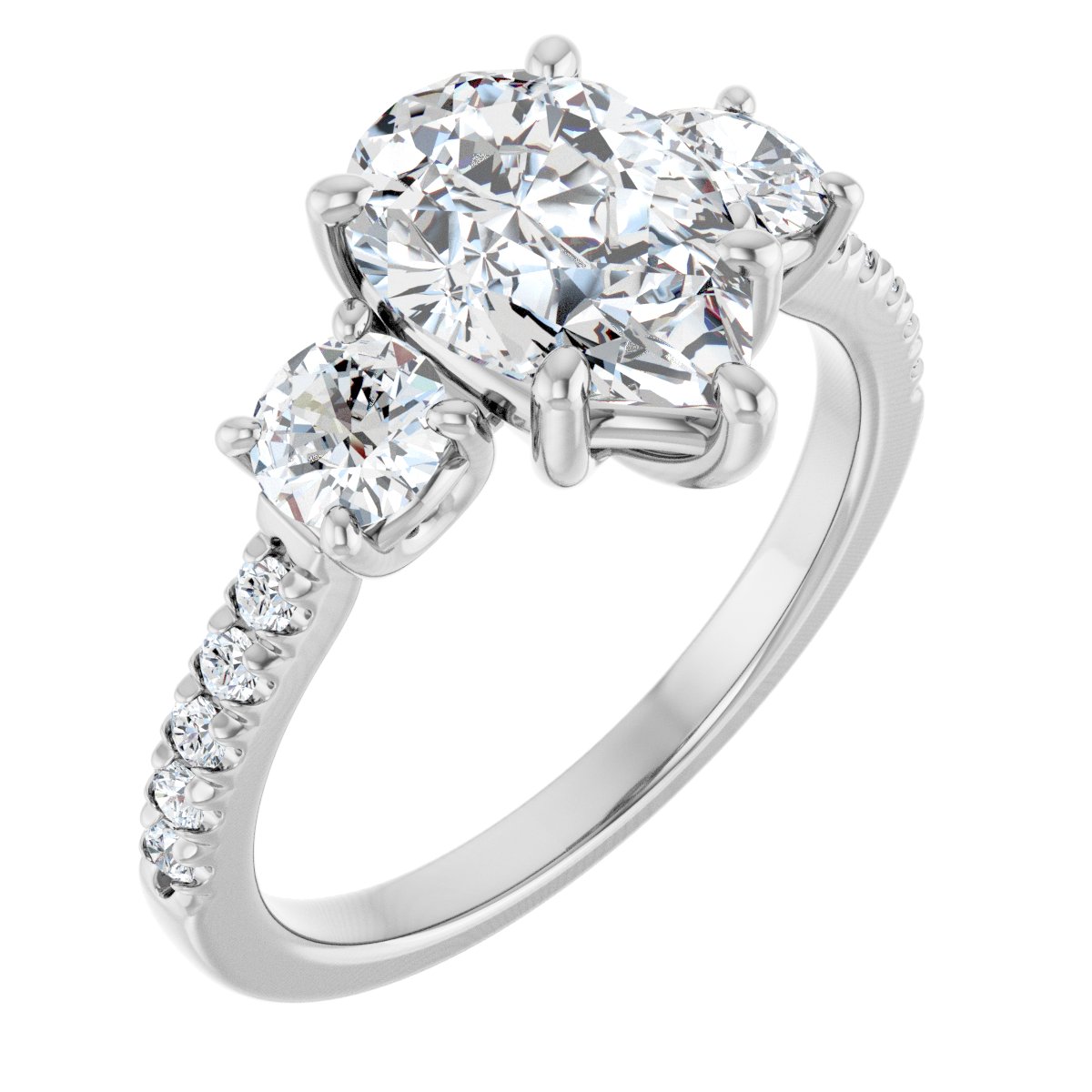 Natural Diamond Pear Accented Three-Stone Engagement Ring Semi-Mount - Platinum - Series 123960