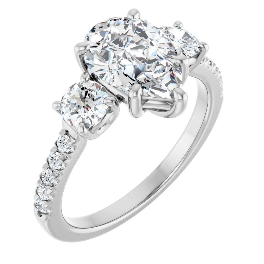 Natural Diamond Pear Accented Three-Stone Engagement Ring Semi-Mount - Platinum - Series 123960