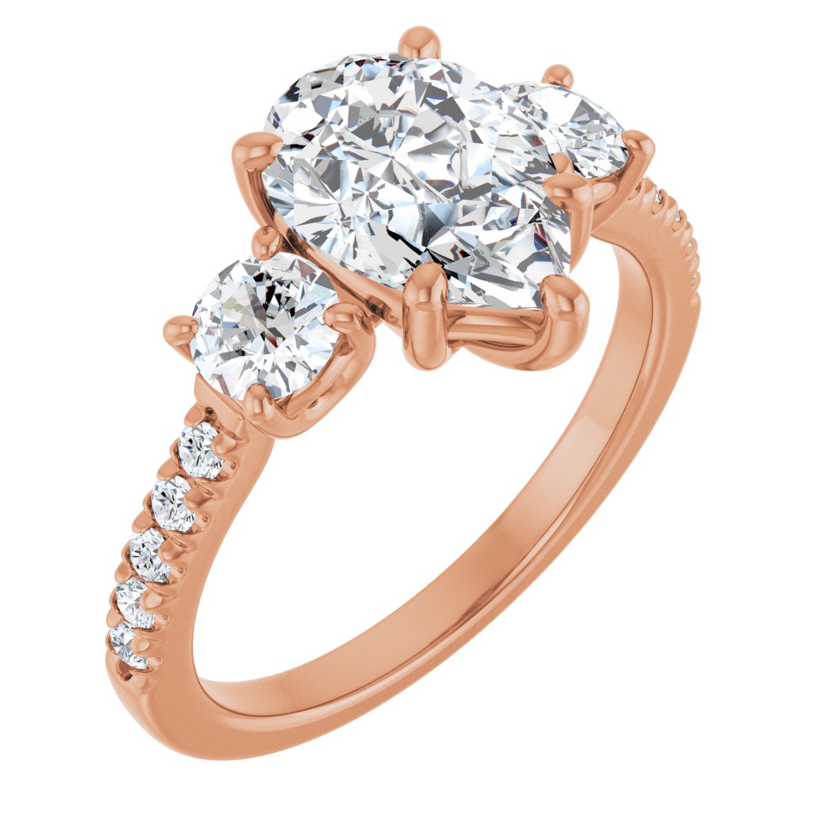 Natural Diamond Pear Accented Three-Stone Engagement Ring Semi-Mount - 14K Rose Gold - Series 123960