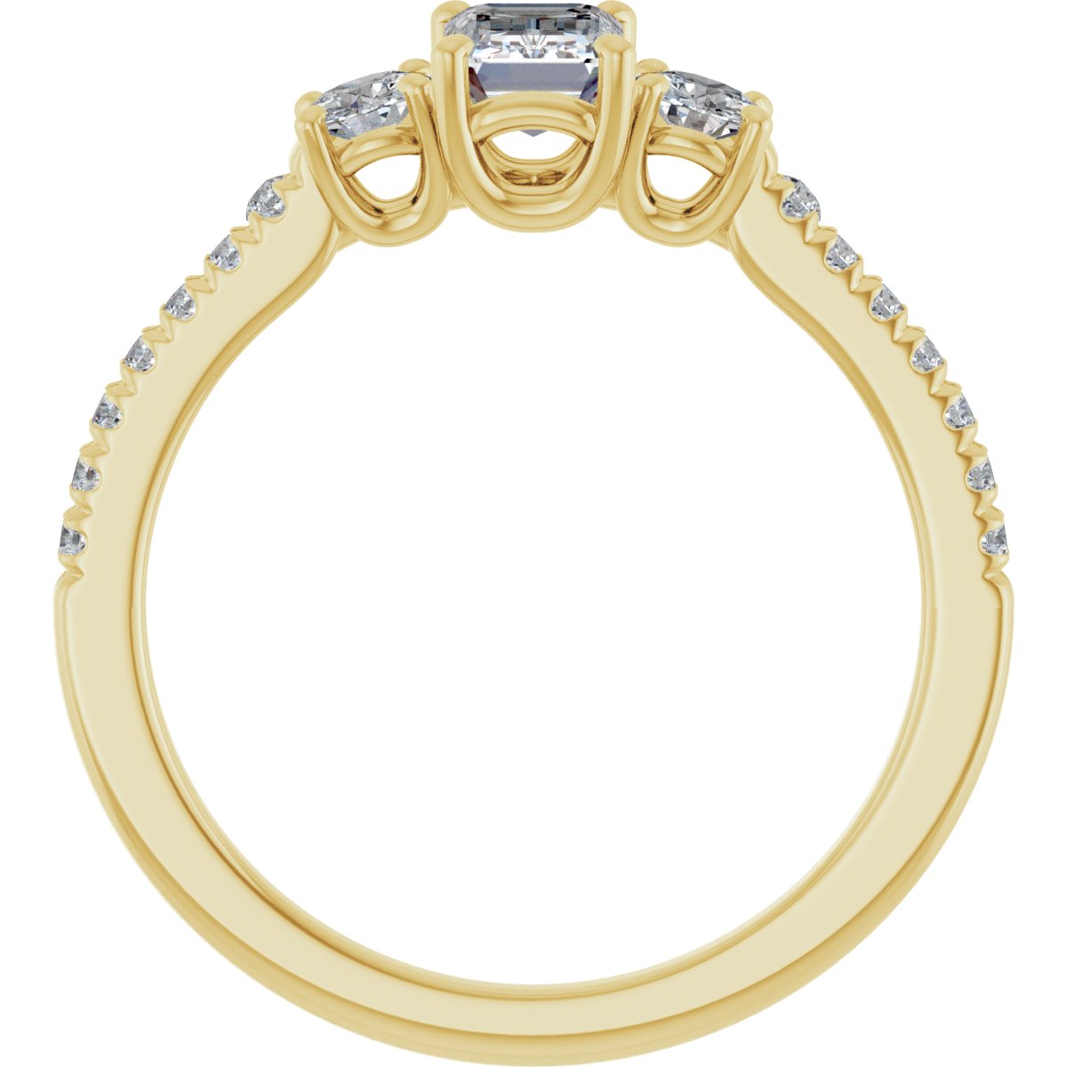 Emerald Accented Three-Stone Engagement Ring Semi-Mount - gallery - Series 123960