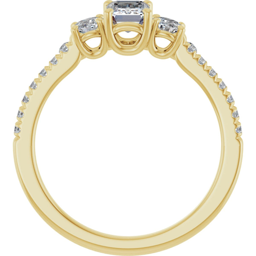 Emerald Accented Three-Stone Engagement Ring Semi-Mount - gallery - Series 123960