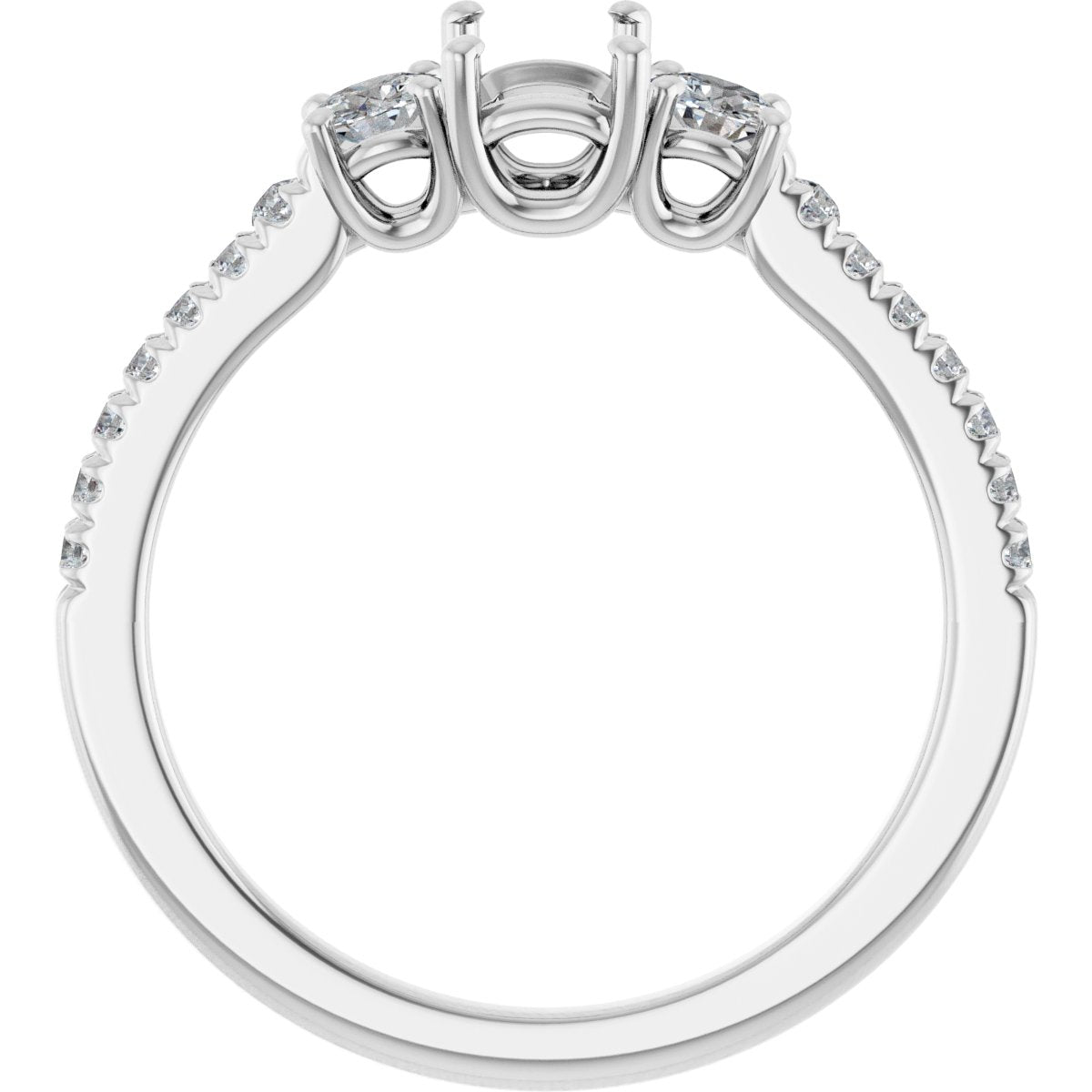 Emerald Accented Three-Stone Engagement Ring Semi-Mount - gallery - Series 123960