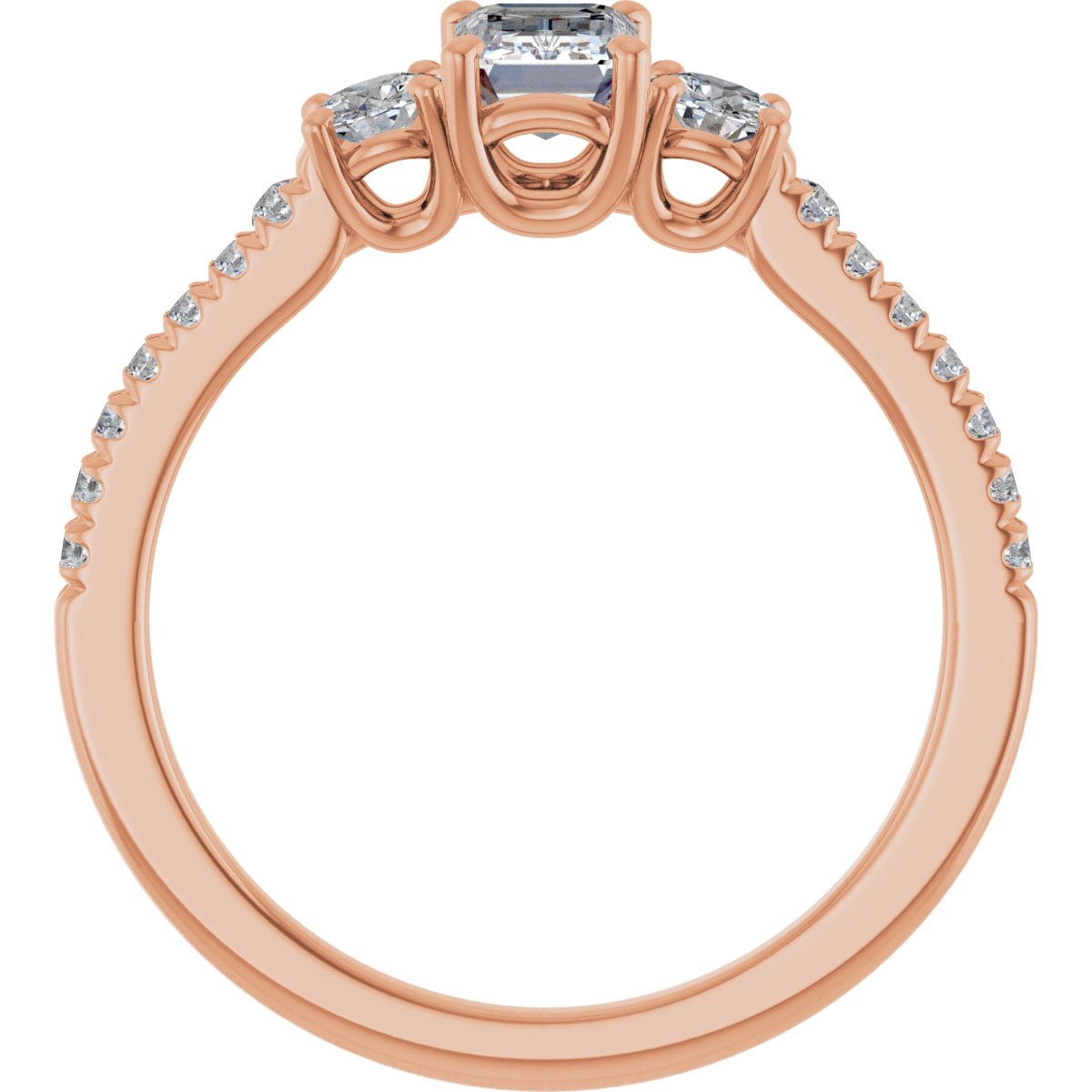 Emerald Accented Three-Stone Engagement Ring Semi-Mount - gallery - Series 123960