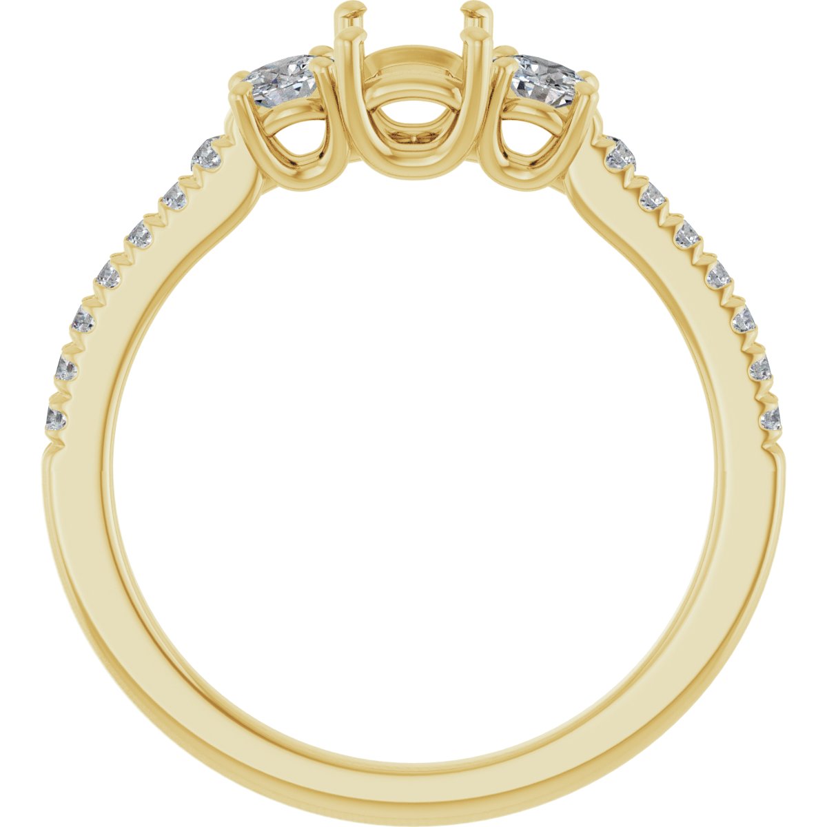 Emerald Accented Three-Stone Engagement Ring Semi-Mount - gallery - Series 123960