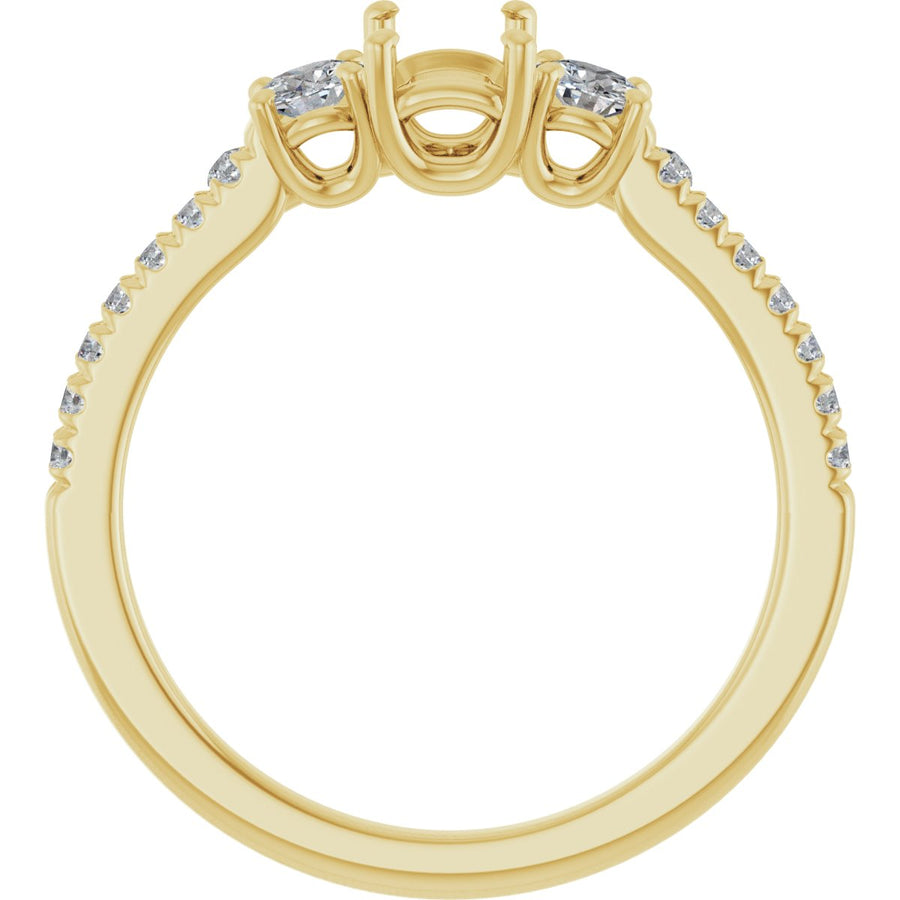 Emerald Accented Three-Stone Engagement Ring Semi-Mount - gallery - Series 123960