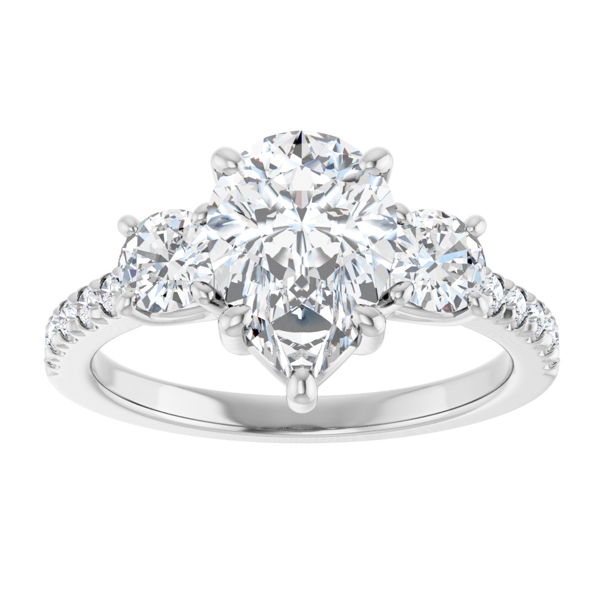 Pear Accented Three-Stone Engagement Ring Semi-Mount - gallery - Series 123960