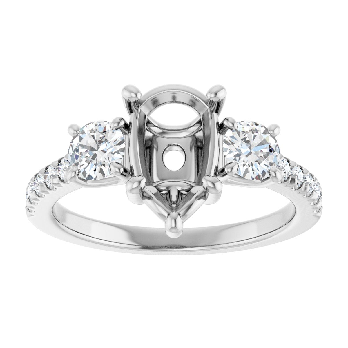 Pear Accented Three-Stone Engagement Ring Semi-Mount - gallery - Series 123960