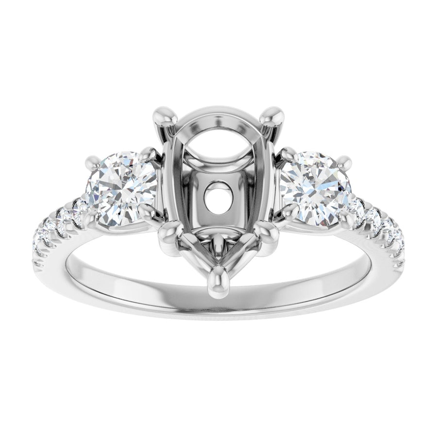 Pear Accented Three-Stone Engagement Ring Semi-Mount - gallery - Series 123960
