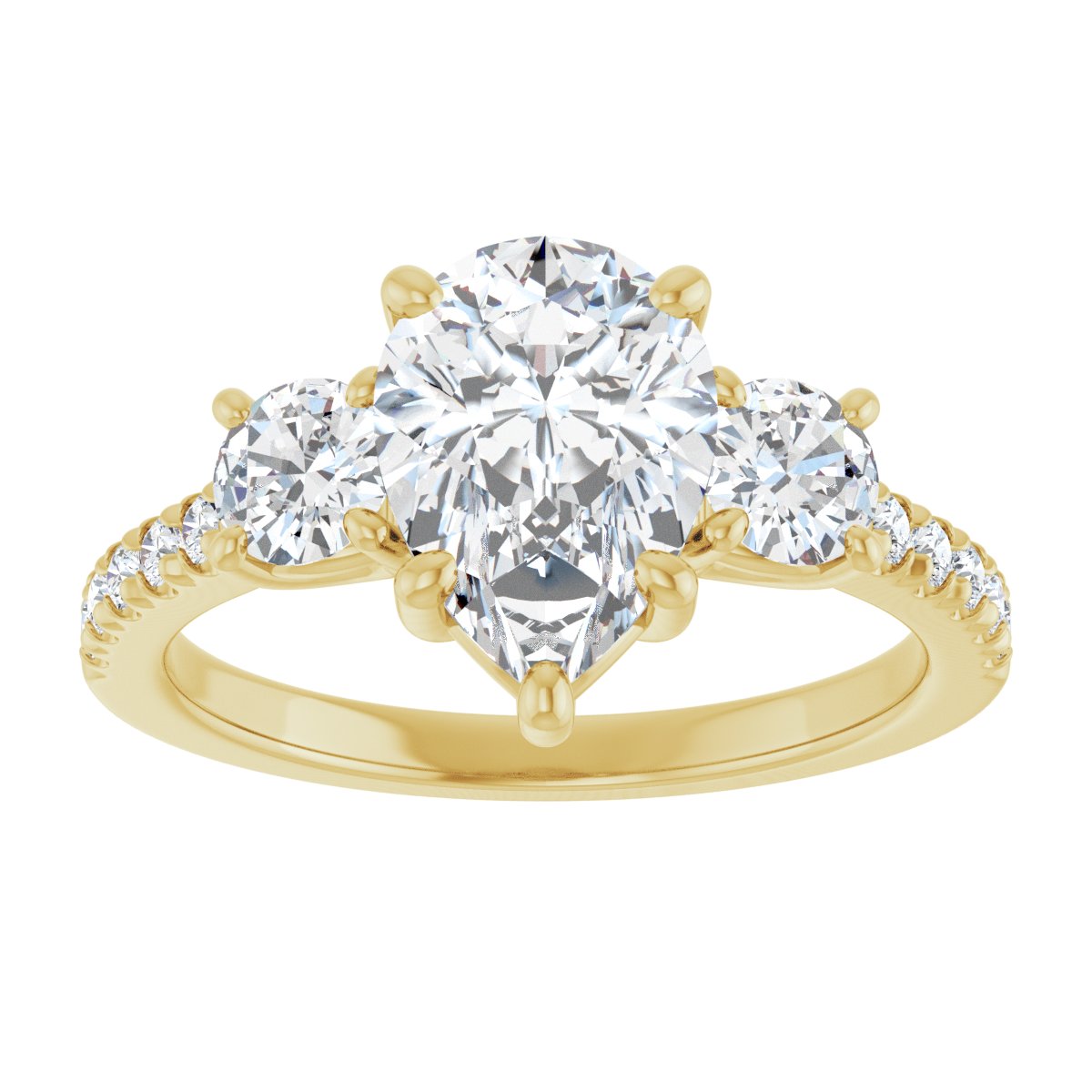 Pear Accented Three-Stone Engagement Ring Semi-Mount - gallery - Series 123960