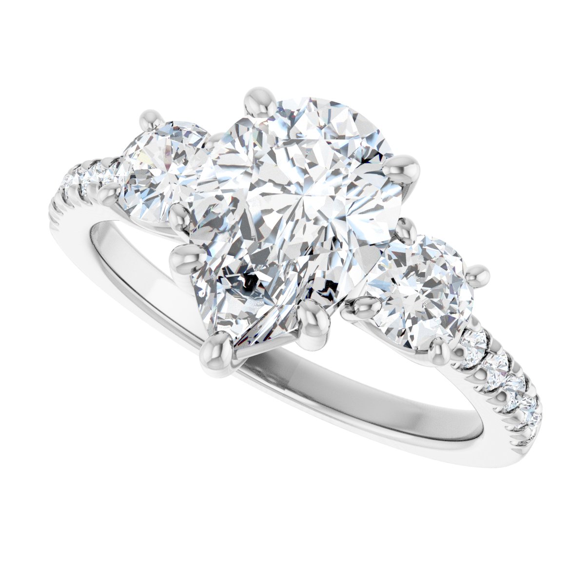 Pear Accented Three-Stone Engagement Ring Semi-Mount - gallery - Series 123960