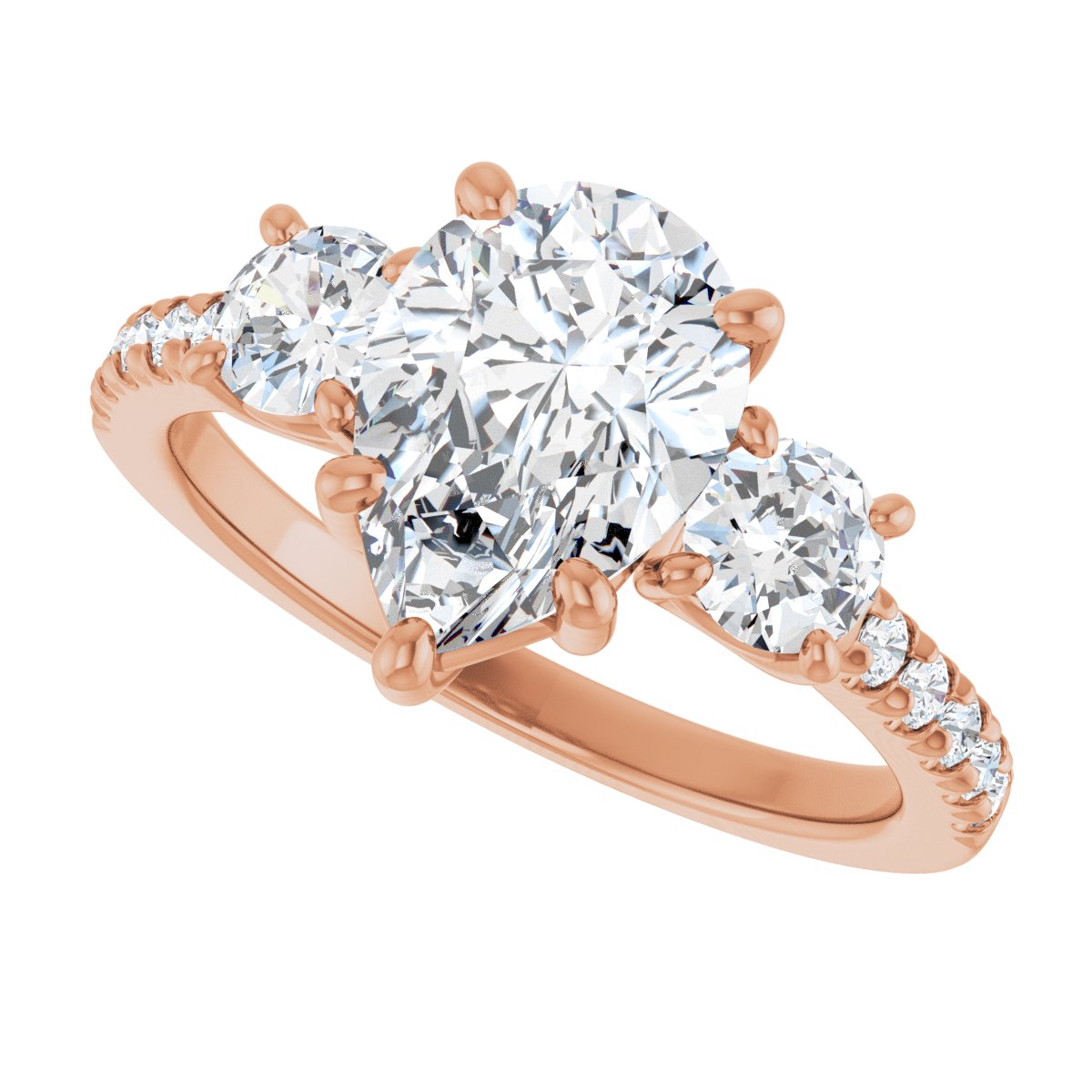 Pear Accented Three-Stone Engagement Ring Semi-Mount - gallery - Series 123960