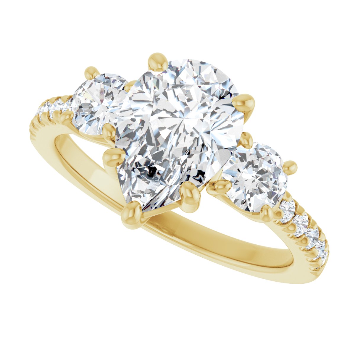 Pear Accented Three-Stone Engagement Ring Semi-Mount - gallery - Series 123960