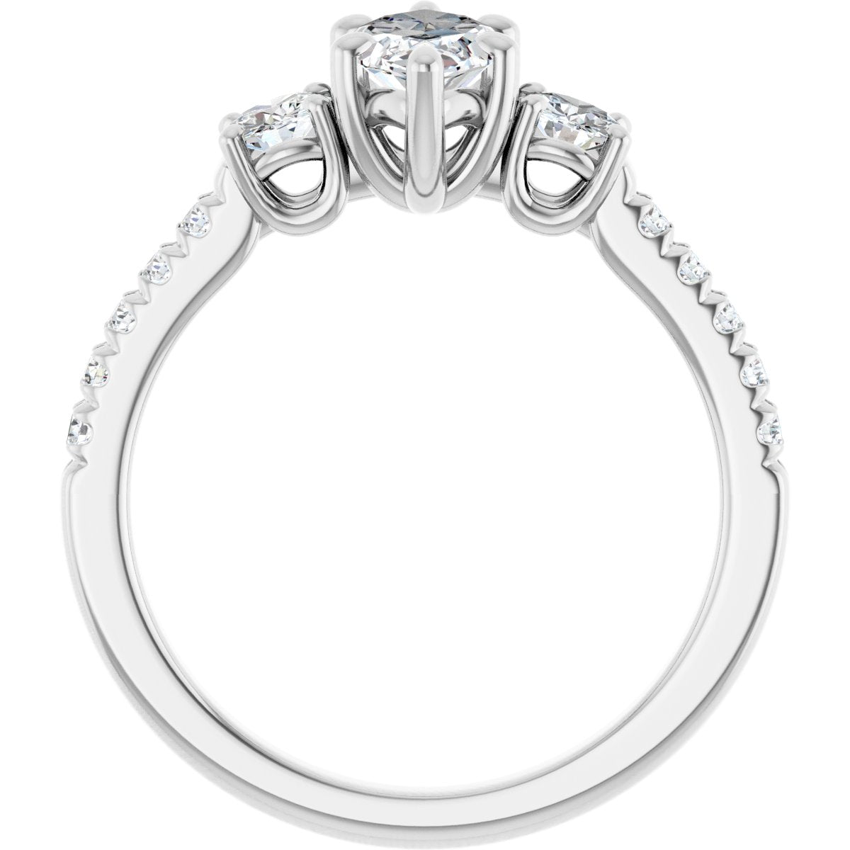 Marquise Accented Three-Stone Engagement Ring Semi-Mount - gallery - Series 123960