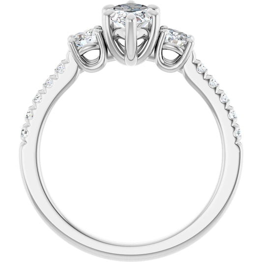 Marquise Accented Three-Stone Engagement Ring Semi-Mount - gallery - Series 123960
