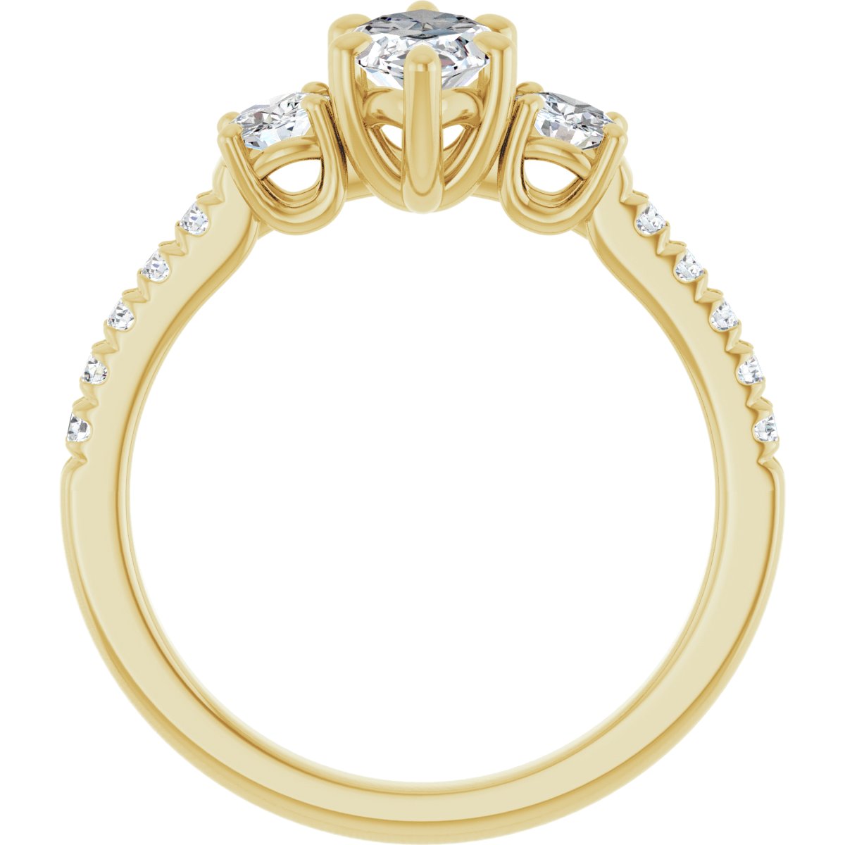 Marquise Accented Three-Stone Engagement Ring Semi-Mount - gallery - Series 123960