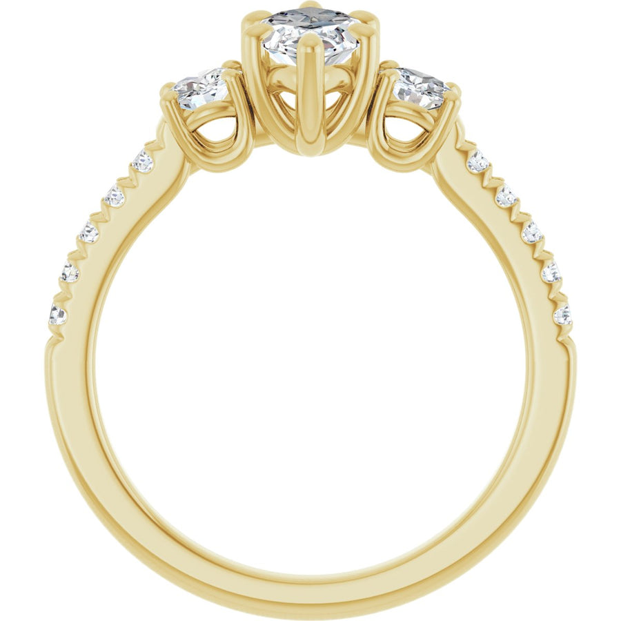 Marquise Accented Three-Stone Engagement Ring Semi-Mount - gallery - Series 123960