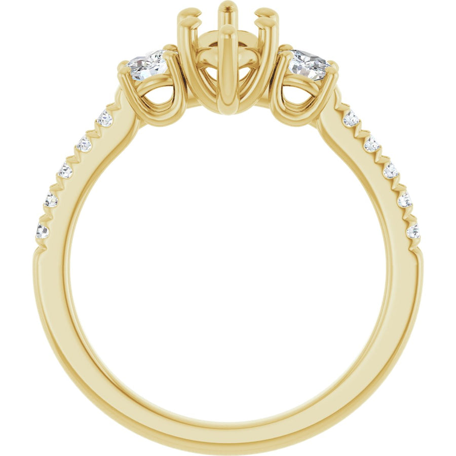 Marquise Accented Three-Stone Engagement Ring Semi-Mount - gallery - Series 123960