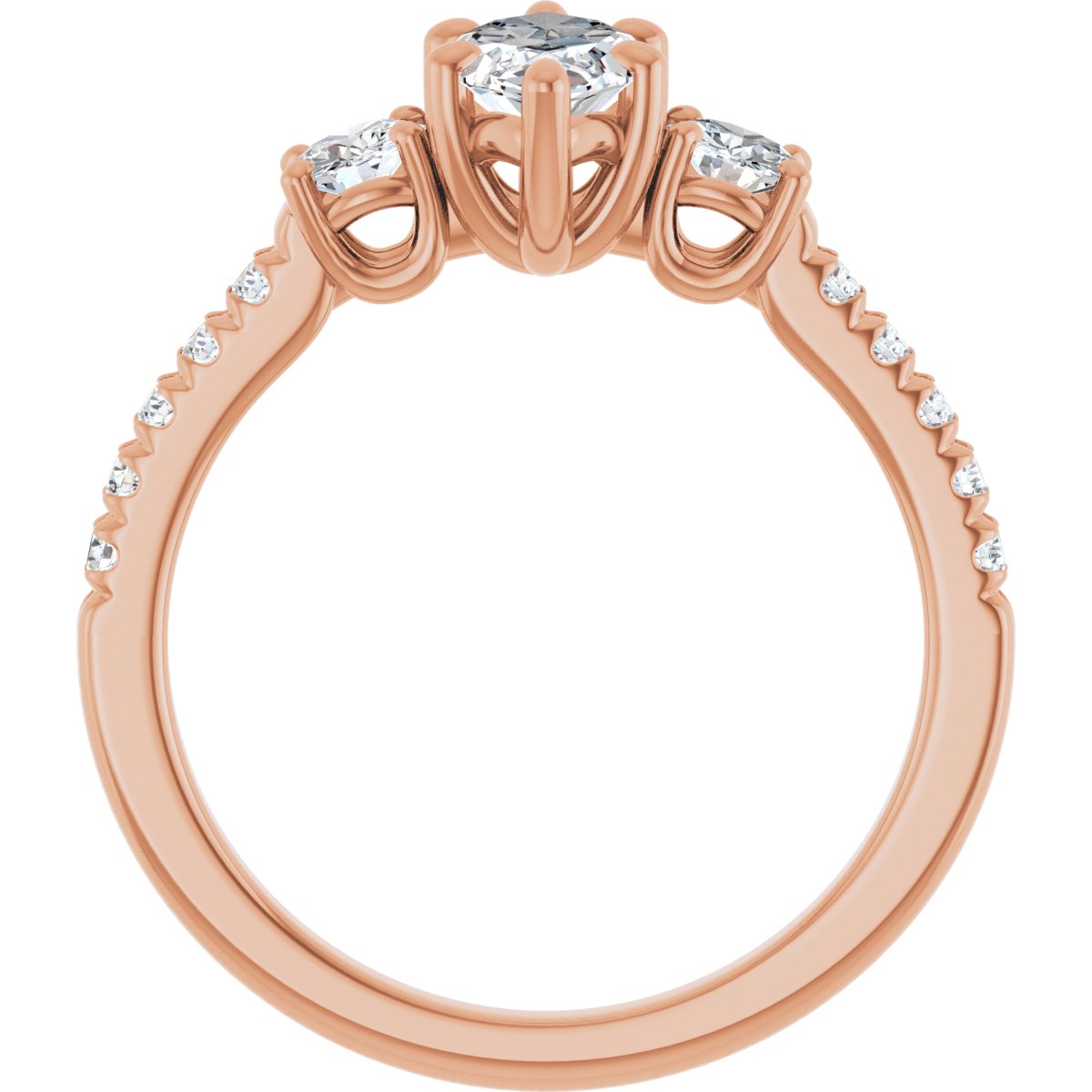 Marquise Accented Three-Stone Engagement Ring Semi-Mount - gallery - Series 123960