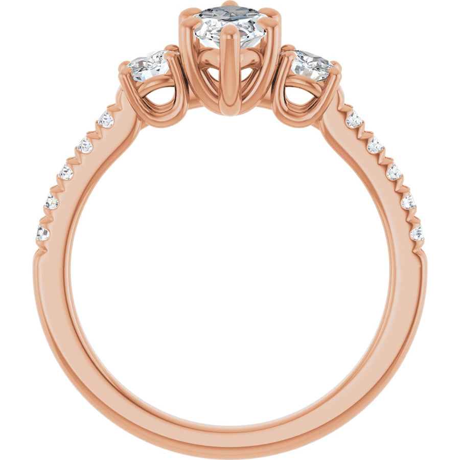 Marquise Accented Three-Stone Engagement Ring Semi-Mount - gallery - Series 123960