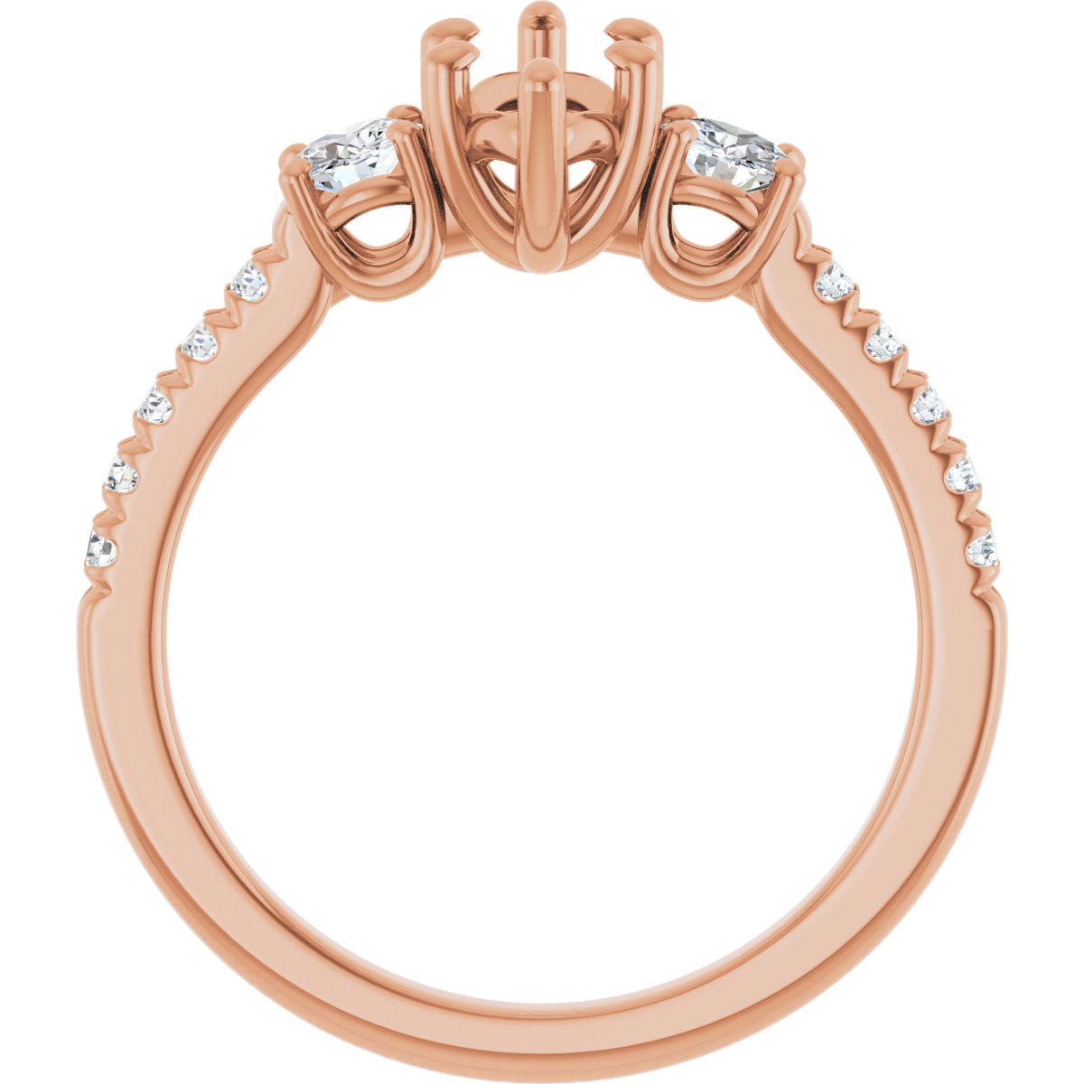 Marquise Accented Three-Stone Engagement Ring Semi-Mount - gallery - Series 123960